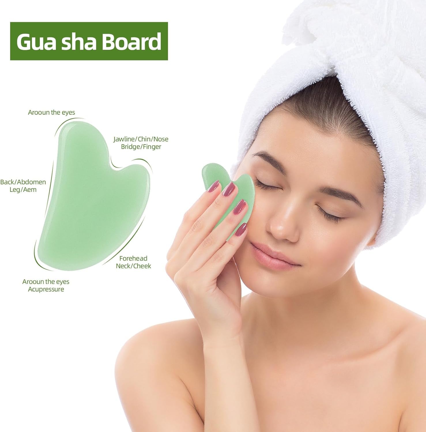 Jade Roller & Gua Sha Set – Natural Skincare Tools for Facial Massage & Lymphatic Drainage