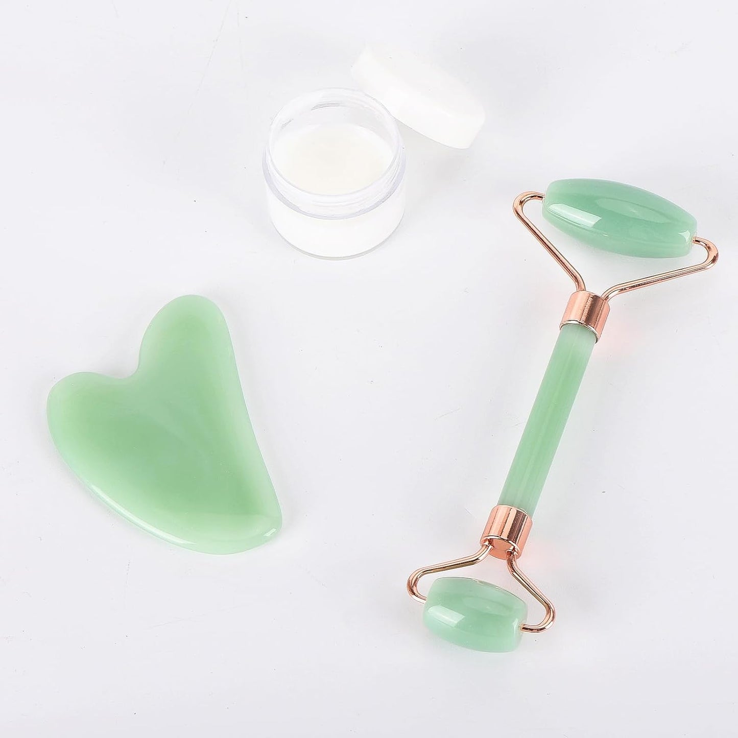 Jade Roller & Gua Sha Set – Natural Skincare Tools for Facial Massage & Lymphatic Drainage