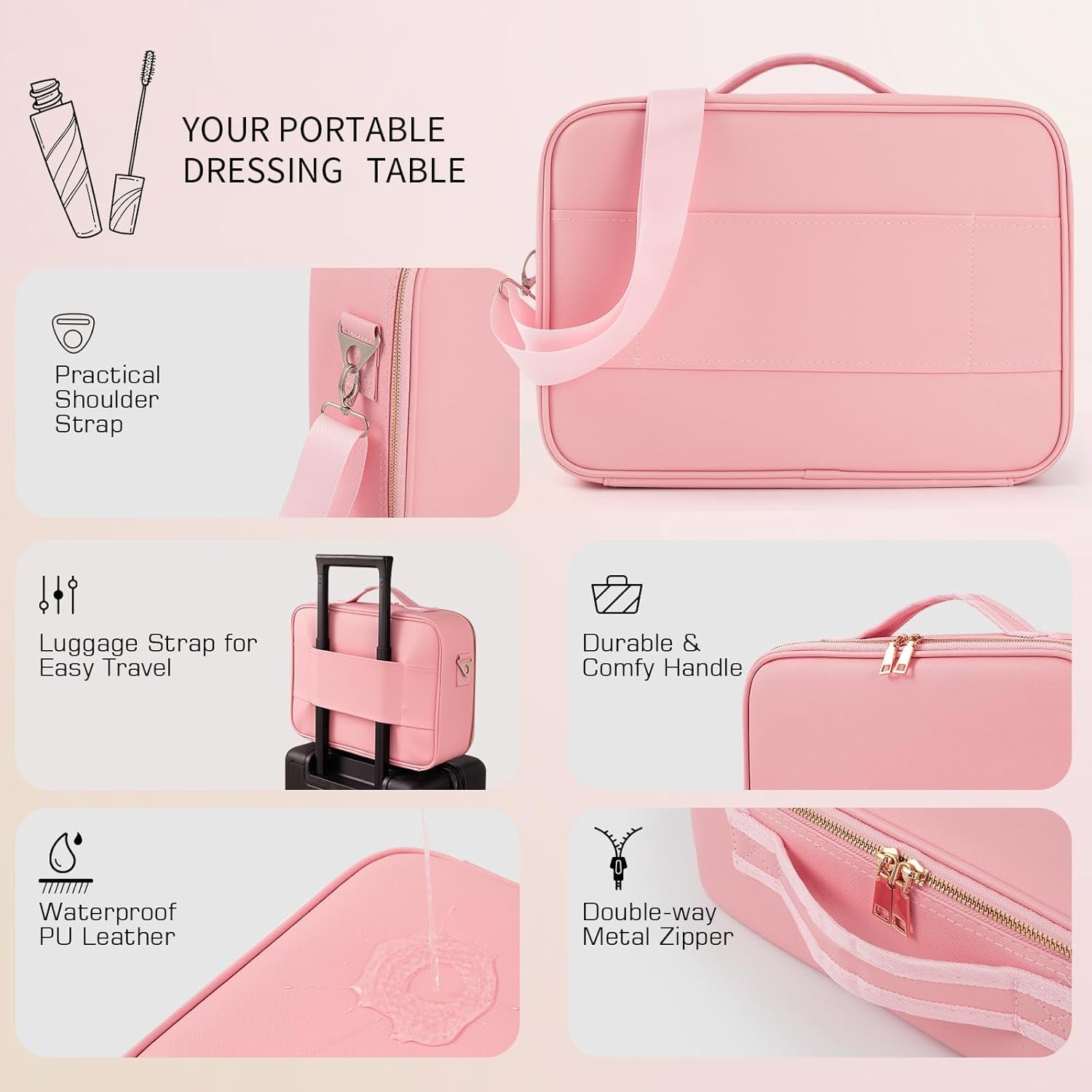 Elegant Portable Makeup Organizer Case - Compact & Stylish Storage Solution