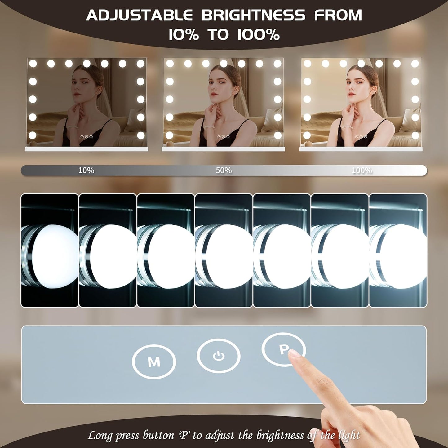 Premium LED Vanity Mirror with Adjustable Brightness – Sleek & Functional Design
