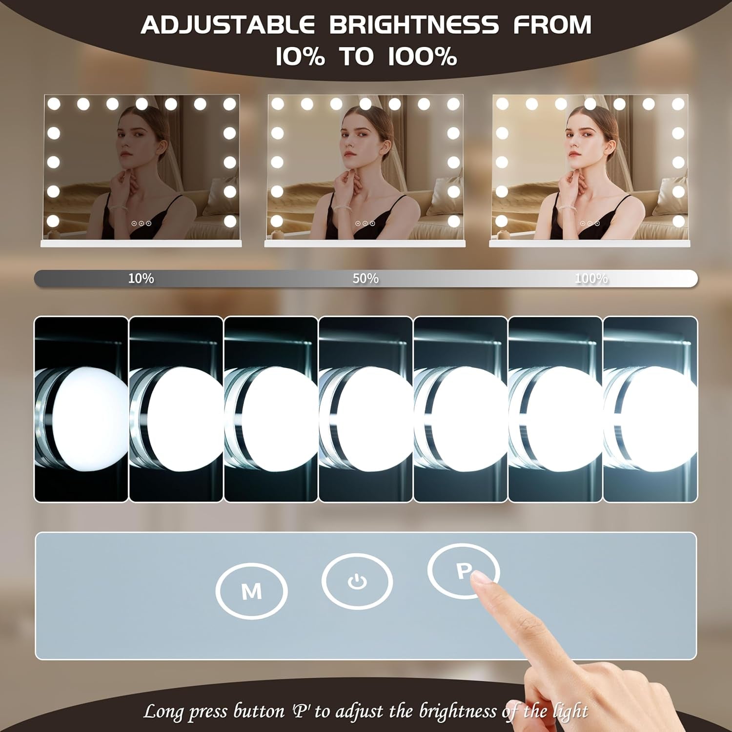 Premium LED Vanity Mirror with Adjustable Brightness – Sleek & Functional Design