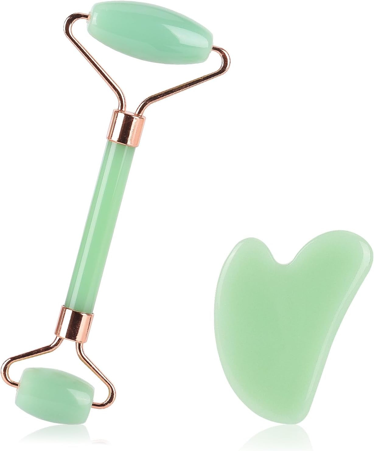 Jade Roller & Gua Sha Set – Natural Skincare Tools for Facial Massage & Lymphatic Drainage