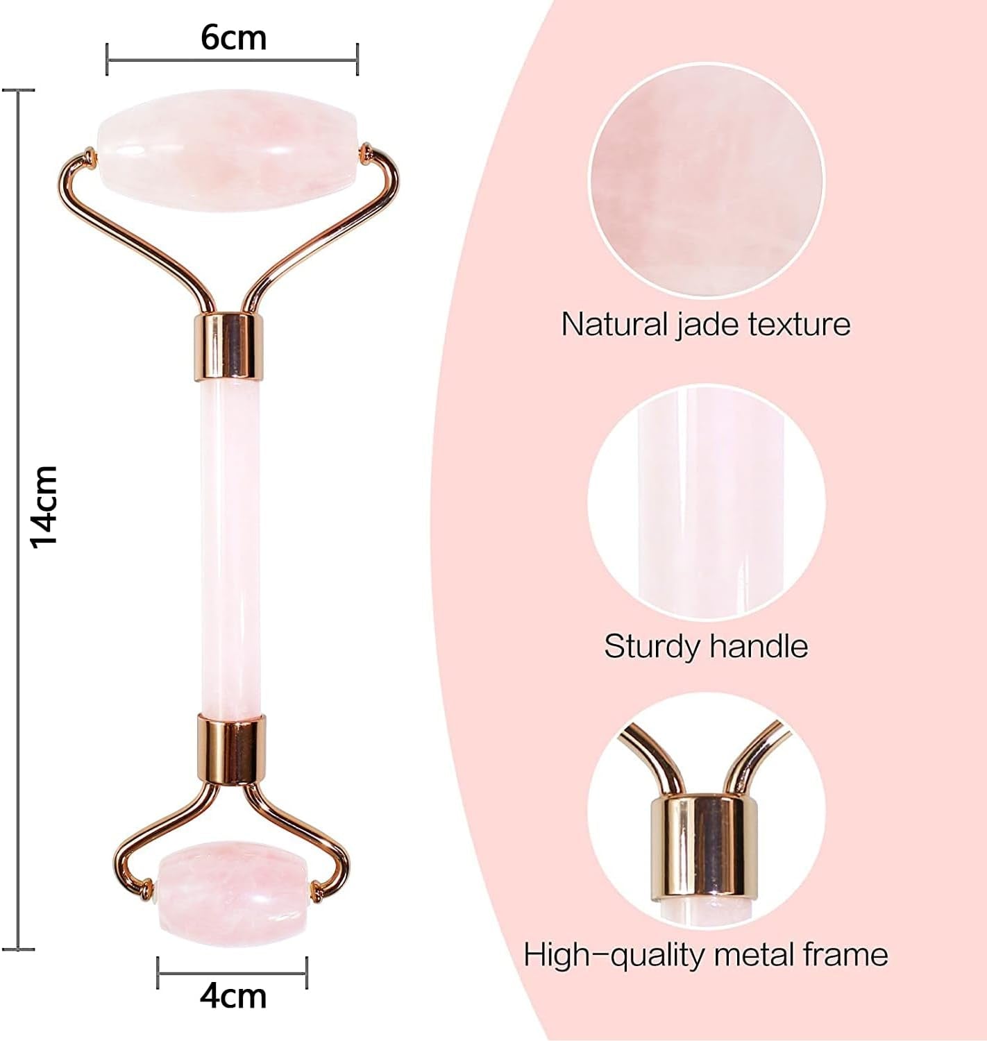 Rose Quartz Facial Roller & Gua Sha Set - Natural Skincare Tools For Lymphatic Drainage & Facial Massage