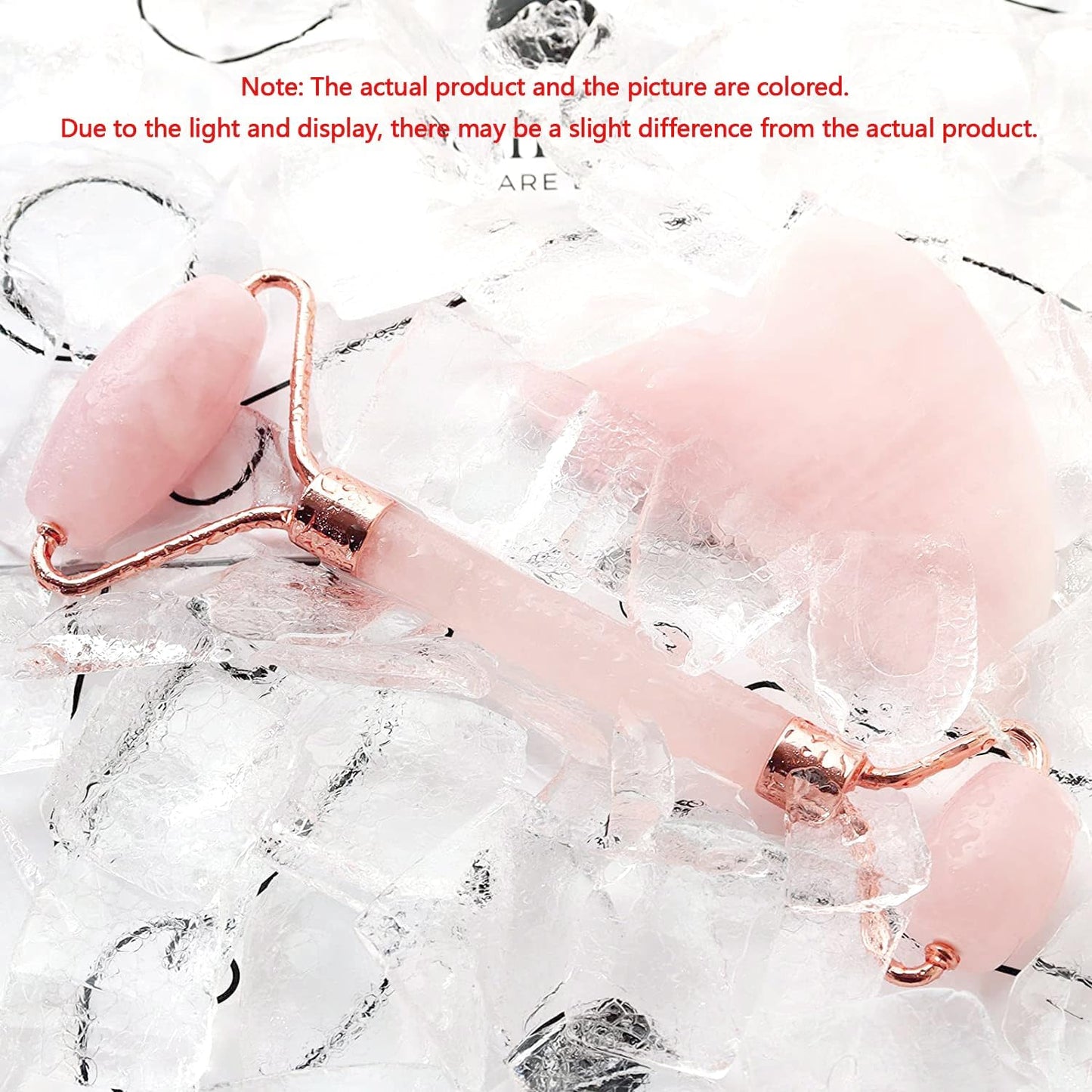 Rose Quartz Facial Roller & Gua Sha Set - Natural Skincare Tools For Lymphatic Drainage & Facial Massage